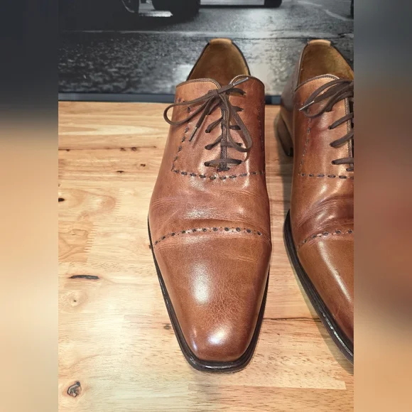 Magnanni Brown Cap Toe Oxford Dress Shoes 13 - Picture 4 of 5